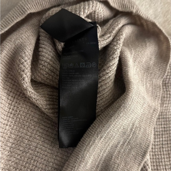 AllSaints Mens Tylinn Crew Waffle Knit Sweater XS New With Tags Taupe - Picture 7 of 7